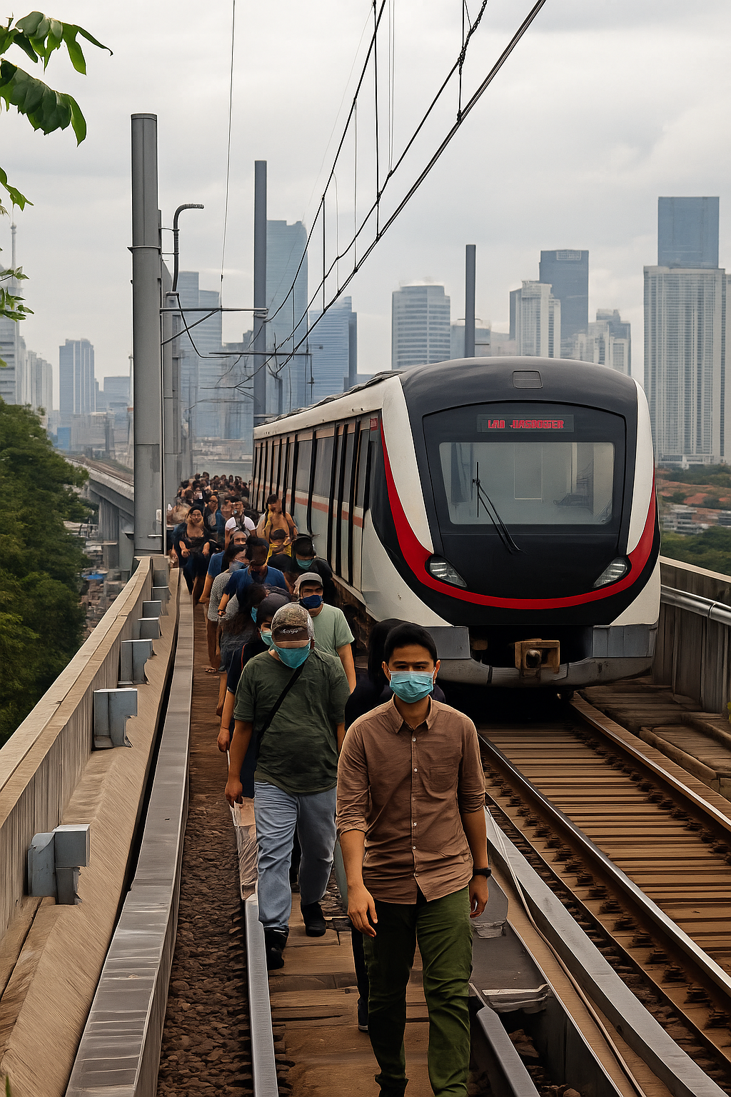 LRT Jabodebek Mogok, Penumpang Jalan di Atas Rel! Begini Kronologinya
